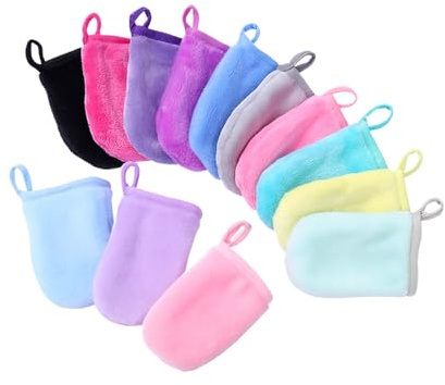 fKiZanthene Lot de 12 Gants Démaquillants Lavables en Flanelle Multicolore, Éponge Démaquillante Visage Réutilisable pour Nettoyage Doux, Coton Lavable pour Tous Types de Peaux à la Maison et en Voyag
