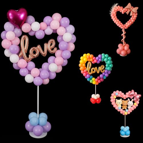 Ballongstativ hjärta – återanvändbar ballonghållare för födelsedagar, bröllop, babyshower, alla hjärtans dag och festdekoration – gör-det-själv-ballongdekoration