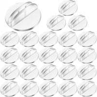 FooYee 50 PCS Plastic Card Stands, Table Place Cards, Photo Card Holder, Table Sign Holders, Small Clear Plastic Stands for Menu, Wedding Photos Memos Pictures Display(Round)