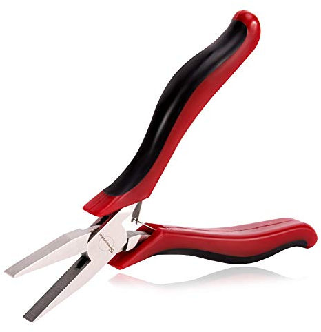 SPEEDWOX Flache Spitzzange Mikrokette Spitzzange 11,4 cm Entenschein feine Zange glatte Backen Nadelnase Mini Präzision Schmuckherstellung Werkzeug kleine Zange Handwerk Perlen Chrom Vanadium Stahl