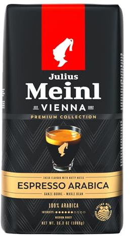 Julius Meinl: Espresso Arabica, Medium Roasted Coffee Beans, Premium Collection, 1kg / 35oz, Imported from Vienna