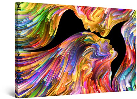 Startonight Quadro su Tela Baci nell'Eternità, Pittura Multicolore - Grandi Quadri Moderni Astratti - Stampe Grande per Soggiorno Stampe Incorniciate 80x120 cm, Decorazione Parete, Idea Regalo