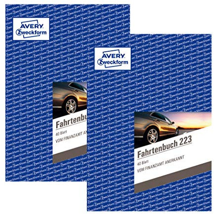 Avery Zweckform 223 Fahrtenbuch - A5, weiß (40 Blatt | PKW | DIN A5, 2 Stück)