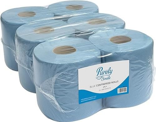 Blake & White PS1214 Küchenpapierrollen mit Zentralentnahme, 2-lagig, 400 Blatt, blau, 6 Stück