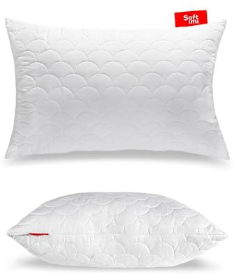 Softimi Gestepptes Premium Kissen 50x80 cm Antiallergisch - Anti-Milben - Geruchlos sofort verwendbar - Mit Härteeinstellung (50x80 cm)