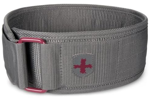 Harbinger 4 Nylon Women's Weightlifting Belt-Protects Lower Back and Abdomen,Thick and Flexible Nylon Web Provides Durability, Ideal For Heavy Lifting,X-Small,Merlot