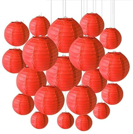 30 Pack Hanging Chinese Paper Lantern DIY Ball Wedding Birthday Party Decorations Foldable Handmade Lanterne Chinoise-30Pcs Red Lanterns,China