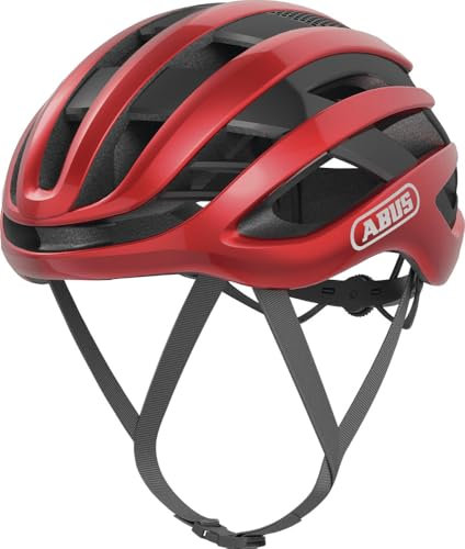 ABUS Casco de ciclismo de carretera AirBreaker - casco de ciclismo de alta gama para ciclismo profesional - para adolescentes y adultos - casco para hombre y mujer - rojo, talla M