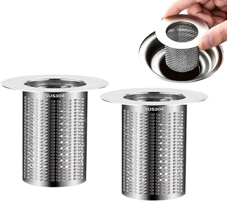 2 Stück Abflusssieb Dusche - Sieb für Spülbecken, Haarsieb Dusche, Abflusssieb Badewanne Spüle Abfluss, Einsetzbar für Küche, Bad, Balkonbodenablauf