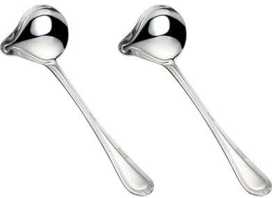 JDCMEI 2 Pezzi Mestolo per Salsa in Acciaio Inossidabile, Cucchiaio Saucier con Beccuccio Versatore per Sughi, Salse ed Intingoli