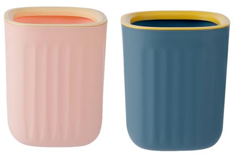 Koomuao Jumuao - Pattumiera da tavolo, 2 pezzi, mini cestino per la spazzatura da tavolo, design compatto, senza copertura, mini secchio per cosmetici, per cucina e bagno, scrivania (D)