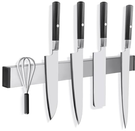 Aolso Magnética para Cuchillos，30cm Barra Magnética para Cuchillos，Acero Inoxidable Barra Magnética para Cuchillo，Puede Absorber Herramientas de Hierro,Soporte Magnético Cuchillo con Autoadhesivo