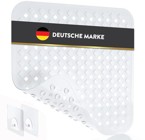 BAMONDO Duschmatte rutschfest & Hautsensitiv (weiß) 53x53 cm - Antirutschmatte Dusche maschinenwaschbar - Duscheinlage rutschfest BPA frei - Rutschmatte Dusche, Rutsch Einlage Dusche