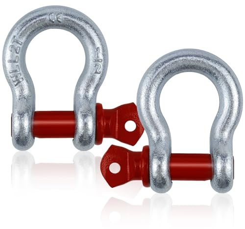 FAELNK Manille en Acier Galvanisé à Haute Résistance Manille de Remorquage avec Boulons à œil Boucle de Manille Réglable 2 Pcs (WLL : 2,0t)