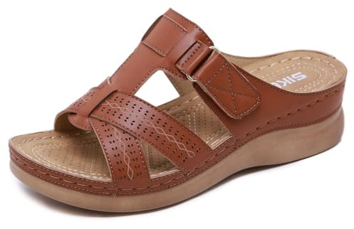 Sandales Claquettes Mules Orthopedique Femmes D'été Rétro Évidé Claquette à Soutien Plantaire Confort Anti-dérapant Pantoufles Semelles Épaisses Pantoufle Bout Ouvert Chaussons Compensee Antidérapant