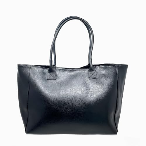 Chicca Borse Borsa a Spalla Shopper Grande da Donna in Pelle (Dollaro Nero)