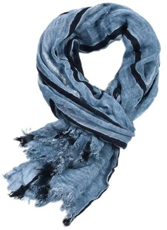 Hasdnker Schals Tücher Halstuch Scarf Herrenschal Aus Baumwolle Und Leinen, Modisch, Für Herbst Und Winter, Lang, Weich, Mit Kurzer Quaste, Blau