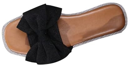 Women's Slippers Sliders, Ladies Summer Slides Bow Open Toe Flat Sandals Anti Slip Slippers Shower Beach Pool Slider Comfortable Flip Flops Comfort Breathable Footwear