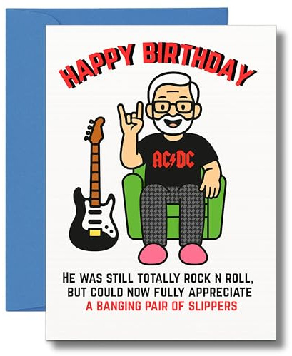 Funny Birthday Card For Dad Rock Music Humour AC DC Style - JBS66