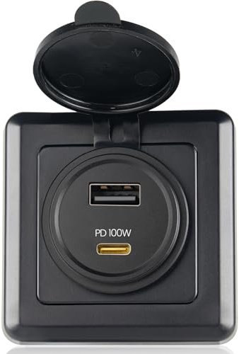 118 W USB-uttag för fritidsfordon, 100 W PD och 18 W USB-A Dual Port, kraftfull USB-C-snabbladdning för bärbar dator, surfplatta och telefon, perfekt för husbil, släpvagn