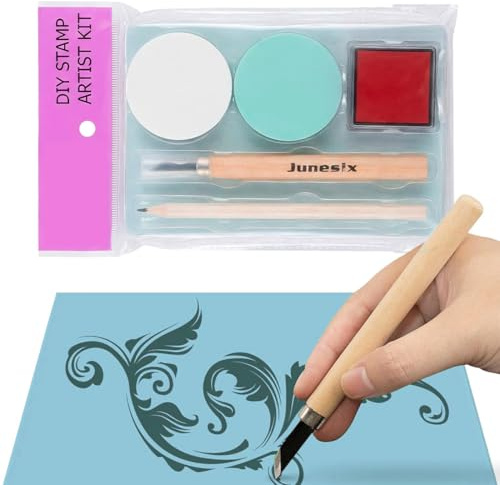BAHME Linogravure Kit, Linogravure Plaque Kit Linogravure Caoutchouc Block Printing Starter, Linoleum Plate avec Outils de Sculpture, pour la Gravure, le Bricolage Artistique