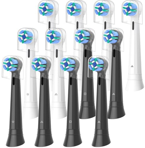 Wardimark Recambios Cepillos Compatible con Oral B iO Cepillo Eléctrico, Pack de 12 Cabezales De Recambio Para iO 2 3 4 5 6 7 8 9 10 (6 Blanco+6 Negro)