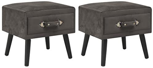 vidaXL 2X Nachttisch 1 Schublade Nachtschrank Nachtkonsole Nachtkommode Schlafzimmer Kommode Schrank Beistelltisch Beistellschrank Grau Samt 40x35x40cm