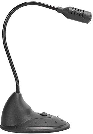 Microfono USB per computer, microfono a condensatore da tavolo ABS Direttività omnidirezionale nera Spina da 3,5 mm Microfono per computer portatile con tubo a tubo regolabile