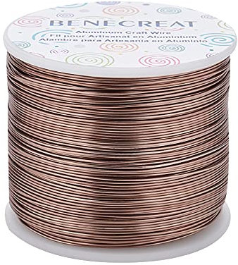 BENECREAT 20 Gauge (0.8mm) Aluminiumdraht Mit Mattem Effekt 235m Aluminiumschmuck Basteldraht Für Die Herstellung von Perlenkettenschmuck, Kokosnuss Braun