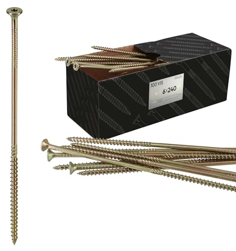 100 Vis bois Torx à tête fraisée plate expert - Acier galvanisé - anti-fendage - moletage de serrage - 5x120