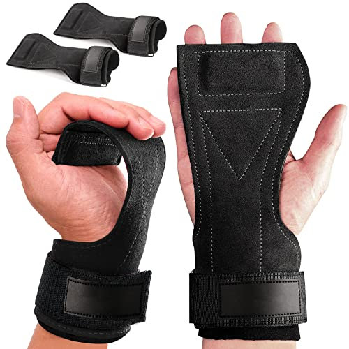 Power Zughilfen Krafttraining mit Rutschfeste Dichtungen, Leder Zughilfe Handgelenksbandage, Fast Grip Zughilfen, für Fitness, Krafttraining & Bodybuilding für Frauen und Männer