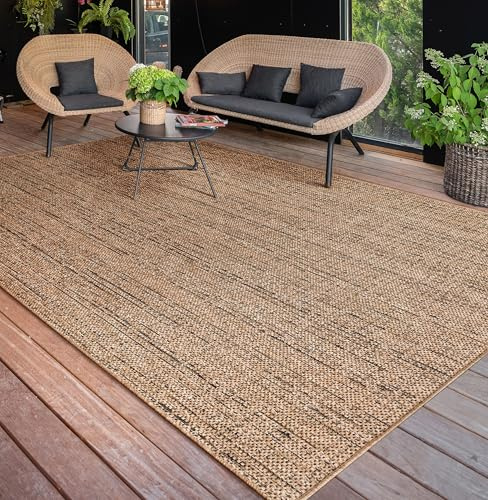 Paco Home Alfombra Salon De Habitacion Cocina Exterior Terraza Jardin Se Puede Lavar En La Lavadora Motivo Boho Chic Lisa, tamaño:160x220 cm, Color:Beige