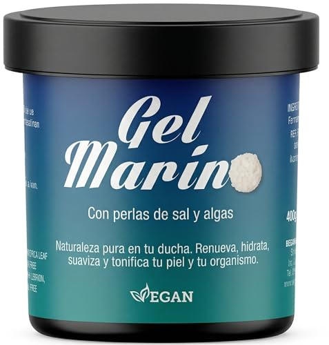 Gel de Baño con Sal - BELKOS BELLEZA - Ducha exfoliante corporal de sal marina, algas marinas y propiedades emolientes que hidratan, suavizan, renuevan y equilibran - 400 gr