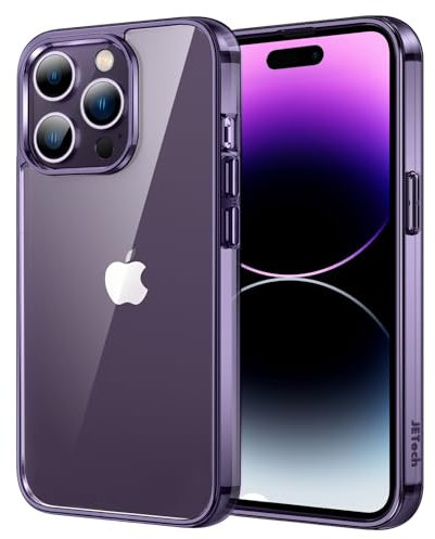 JETech Cover per iPhone 14 Pro 6,1 Pollici, Anti Ingiallimento Custodia con Antiurto, Anti-Graffio e Retro Trasparente (Viola Scuro)