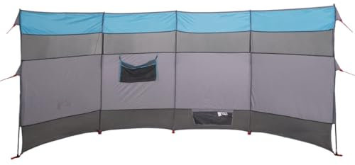 vidaXL Camping Windschutz, Sichtschutz mit Steckverbindungssystem, Sonnenschutz mit Netzfenster, Strandwindschutz, Blau 185T Polyester