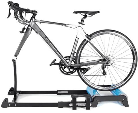 Rollentrainer für Fahrräder, Fahrradtrainerständer mit Schnellspannfunktion für das Vorderrad, 24-29 Zoll Mountainbike-Rollentrainer, Faltbare Fahrradrollen für Indoor-Übungen, Tel