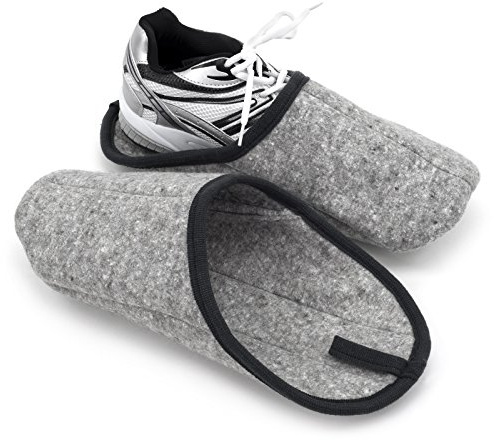 Pantoffelmann Museum slippers with/without ABS sole, slip-on felt slippers for craftsmen, visitor slippers to protect against dirt and scratches, washable guest slippers, gray, Large