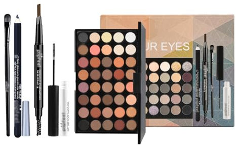 Set Trucchi per Occhi, Kit Trucco Make-Up Completo con 40 Colori Palette di Ombretti Eyeliner Matita per Sopracciglia Mascara e Spazzolare, Makeup Principiante Regalo Set per Donne e Ragazze