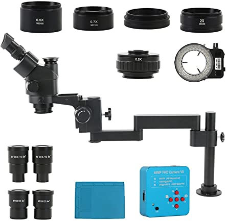 Mikroskop Simul Focal Trinokulärt 3.5X-180X Zoom Stereo Mikroskop Hopfällbart stativ 48MP 55MP 55MP 4K 2K HDMI USB Svetskamera (48MP 2K HDMI USB)