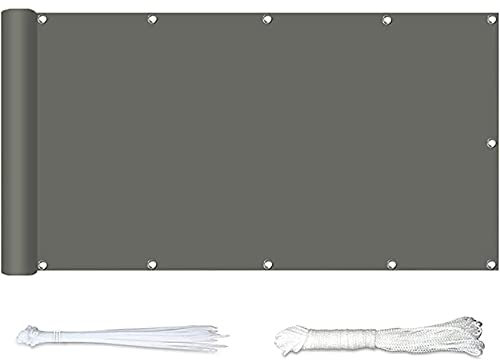 Telo frangivista per balcone, 1 x 7,5 m, grigio scuro, con corda e occhielli in alluminio, protezione UV per giardino, cortile e recinzioni a muro