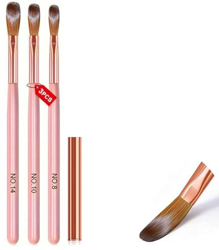 3 Pcs Acrylic Nail Brush Set for Acrylic Powder Application - for Nail Art - Precision Tips for Smooth, Even Coverage