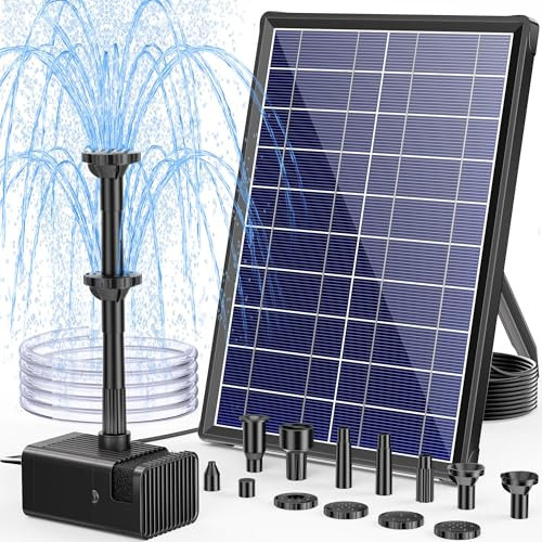 Biling 8W Solar Springbrunnen für außen mit 3600 mAh Batterie Solar Teichpumpe mit Filter Solar Brunnenpumpen mit Akku, Solar Wasserpumpe Schwimmende Fontäne für brunnen draussen miniteich