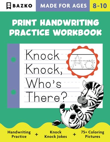 Handwriting Practice for Kids Ages 8-10: Fun Exercises to Improve Writing Skills. Hilarious Knock Knock Jokes.: Print Handwriting Practice For Kids by Bazko