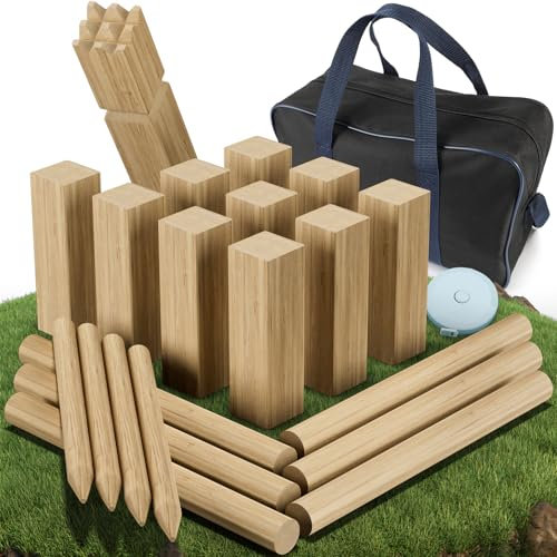 BuzzoXerex Wikingerspiel Holz Outdoor, Wikinger Wurfspiel XXL mit Tragetasche für Kinder und Erwachsene für Draußen Garten, Rasen, Camping, Strand