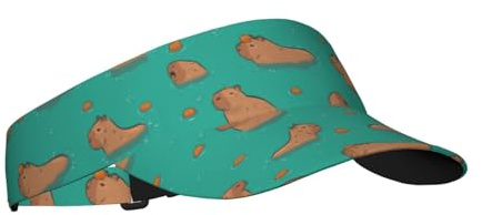 Cute Capybara Play Eat Food Capybaras in The Water Sports Sun Visor Hats Adjustable Men Women Lightweight Packable Cooling Empty Top Visor Hat for Running, Tennis, Golf