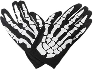 Gants Squelettes d'Halloween,Gants Fantômes,pour Soirées à Thème pour Carnaval Halloween Cosplay,Noir