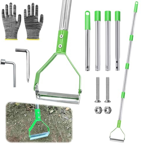 TZEKING 160cm Rastrello Sarchiatore con Manico Rimovibile,Cultivatore a Mano da Giardino a Manico Lungo Regolabile,Rastrello per Prato,Aeratore Doppio per Pulire l'Erba Morta