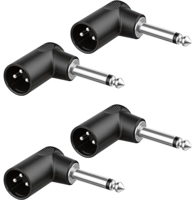 YANBORONSN 90° adapter från 1/4 tum TS till XLR-kontakt, högervinklad 6,35 mm TS mono-kontakt (1/4 tum) till 3-polig XLR-kontakt, ljudadapter för ljudinterfaces (förpackning med 4)