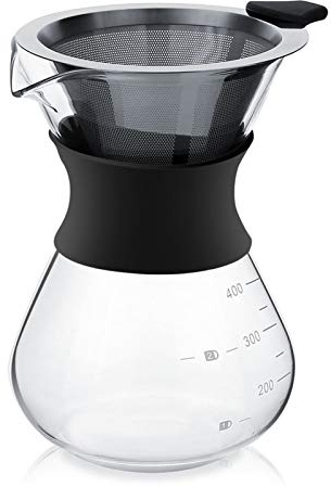 YWBL-WH Caffettiera a Versamento Manuale, Caffettiera in Vetro con Filtro a Maglia Fine, 400 Ml per la Produzione di Birra Fatta in Casa