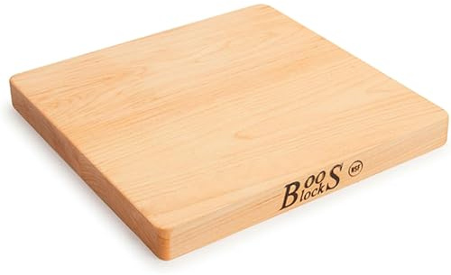 John Boos Chop-N-Slice Series Square Wooden Maple Cutting Board 10”x10” – 1” Thick, 4-lb Reversible Butcher Block with Eased Corners & Edge-Grain – Made in the USA